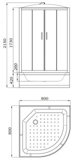 Душевая кабина Parly 80x80см EF821